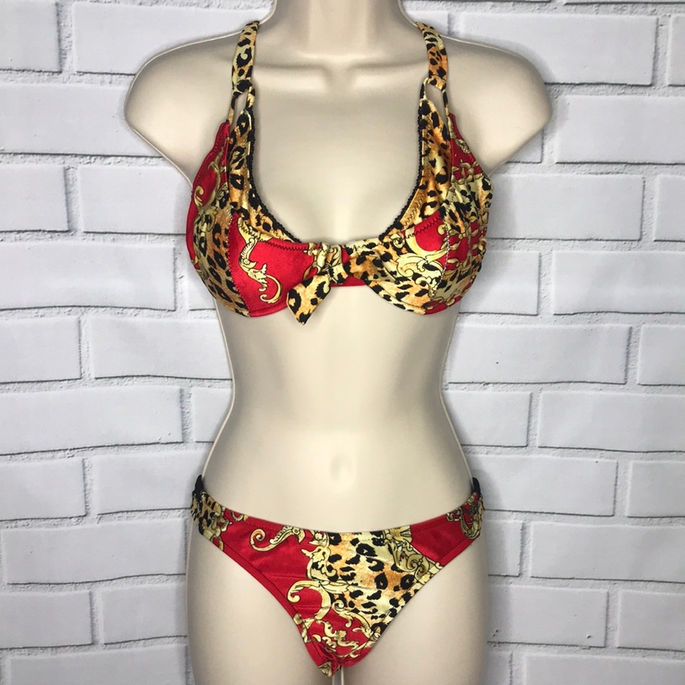 NWOT B. Swim red leopard lace bikini